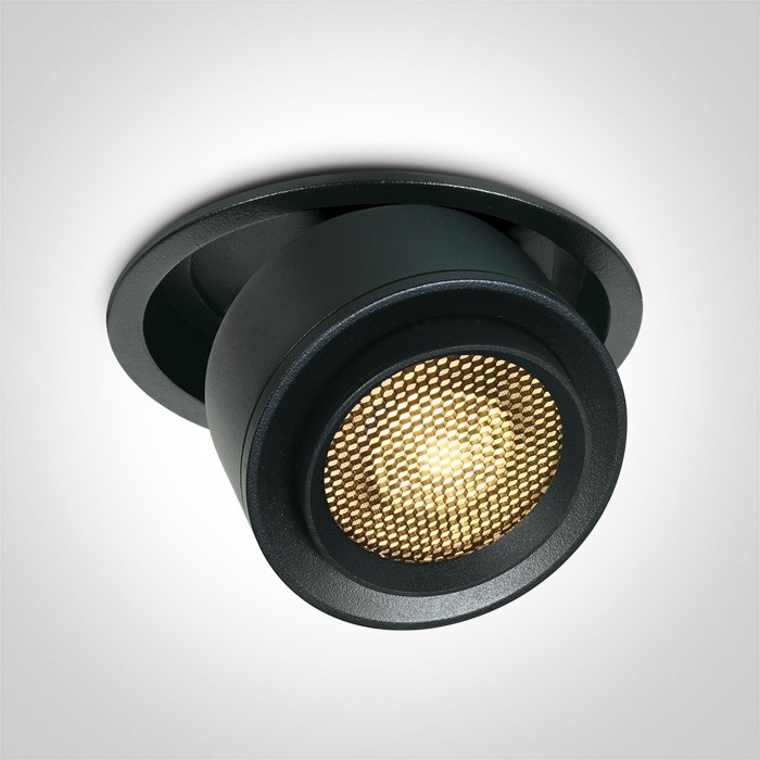11128G/B/W BLACK RECESSED COB 25W WW 15-45deg 230V HONEYCOMB