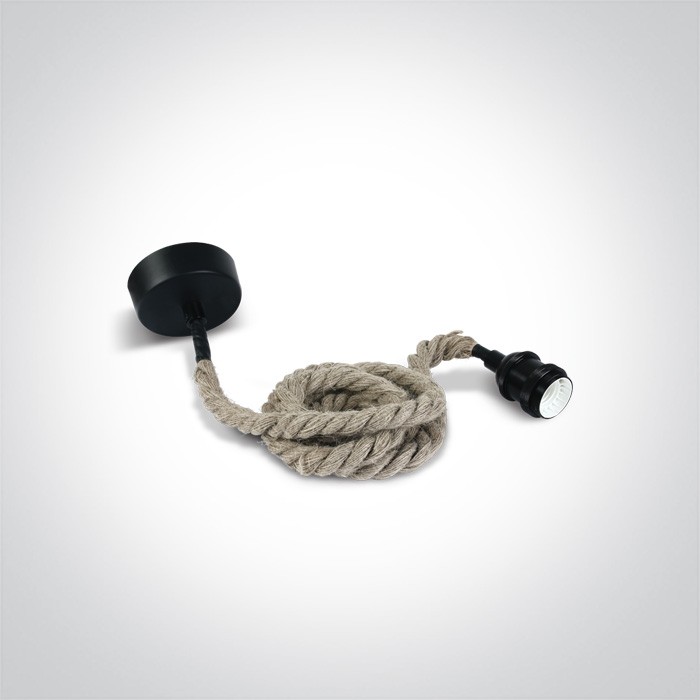0992/B BLACK E27 THICK ROPE WIRE 2m SUSPENSION