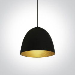 SUSPENSION NOIRE d30cm DOUILLE E27 max.20W RÉFLECTEUR EN LAITON