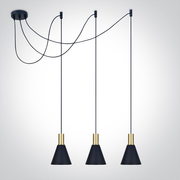 63122B/BBS BRUSHED BRASS BLACK SHADE 10W 3xE27