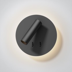 APPLIQUE MURALE RONDE SAILLIE NOIRE SPOT LED 3W + RÉTRO-ÉCLAIRAGE 6W WW IP20 230V