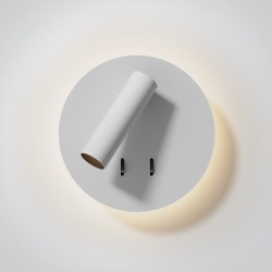 APPLIQUE MURALE RONDE SAILLIE BLANCHE SPOT LED 3W + RÉTRO-ÉCLAIRAGE 6W WW IP20 230V