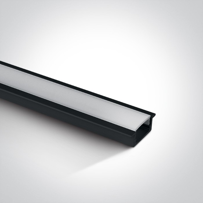 7902R/B BLACK RECESSED PROFILE 2m + PC opal diffuser