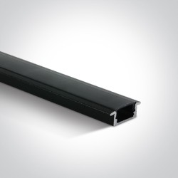 PROFIL ALUMINIUM NOIR ENCASTRE 23mm + DIFFUSEUR OPAL POLYCARBONATE NOIR / 2m