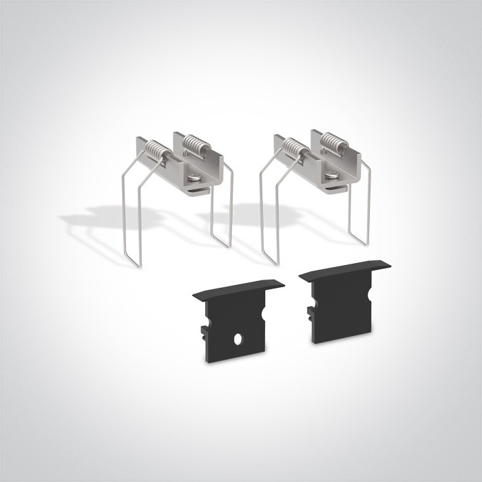 7903R/B BLACK RECESSED PROFILE 2m + PC Opal diffuser DARK LIGHT