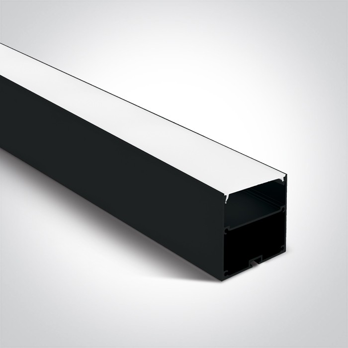 7910A/B PROFIL DE SURFACE NOIR 2m POUR BANDES DE 45mm + DIFFUSEUR OPAL PC