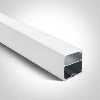 7910A/W PROFIL DE SURFACE BLANC 2m POUR BANDES DE 45mm + DIFFUSEUR OPAL PC