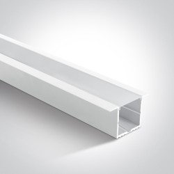 PROFIL ALUMINIUM BLANC ENCASTRE 57mm + DIFFUSEUR OPAL POLYCARBONATE / 2m