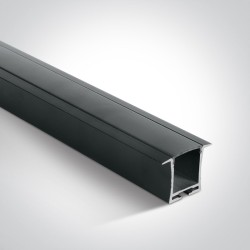 PROFIL ALUMINIUM NOIR ENCASTRE 36mm + DIFFUSEUR OPAL POLYCARBONATE NOIR / 2m