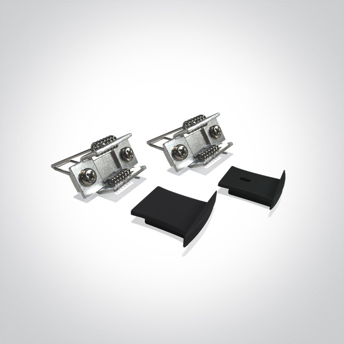7912R/B/B BLACK RECESSED PROFILE 2m + BLACK PC diffuser